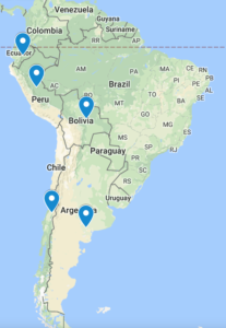 World Trip, Map, Location Pins, South America