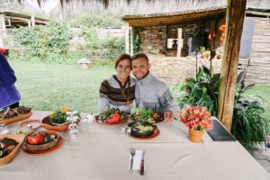 pachamanca lunch, Ollantaytambo, Urubamba Valley, Peru, Couple