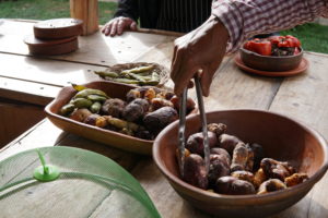 pachamanca lunch, Ollantaytambo, Urubamba Valley, Peru, Potatoes, Veggies